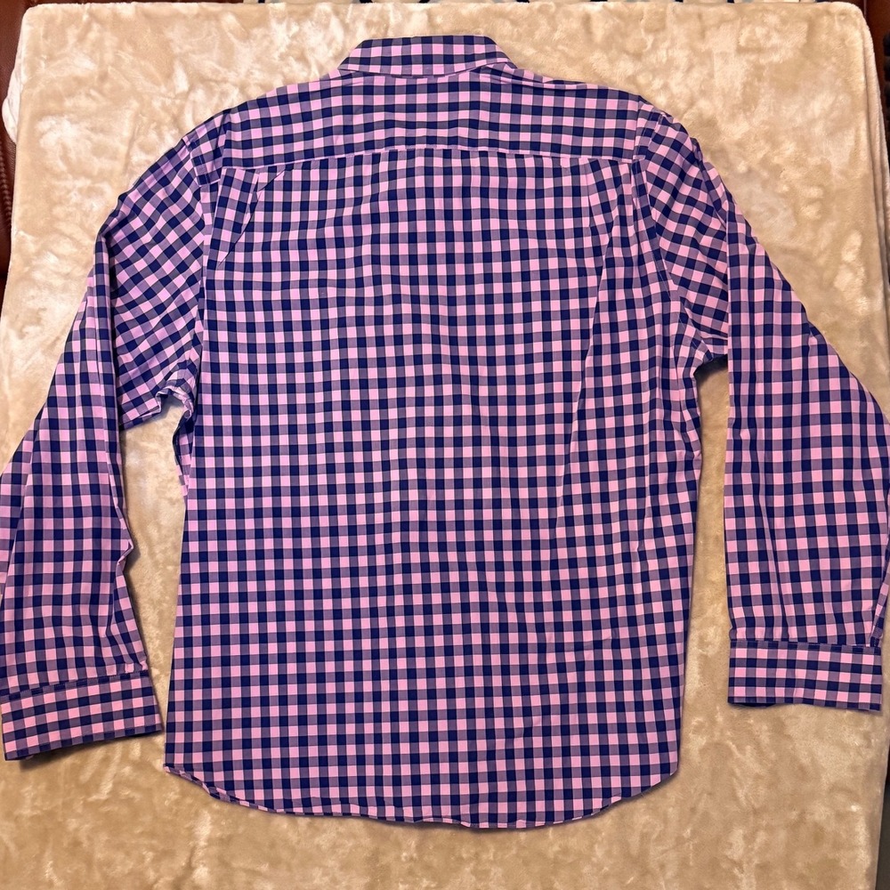J Crew Mens Light Weight Plaid Button Down Shirt EUC X Large Pink Navy - Picture 7 of 7